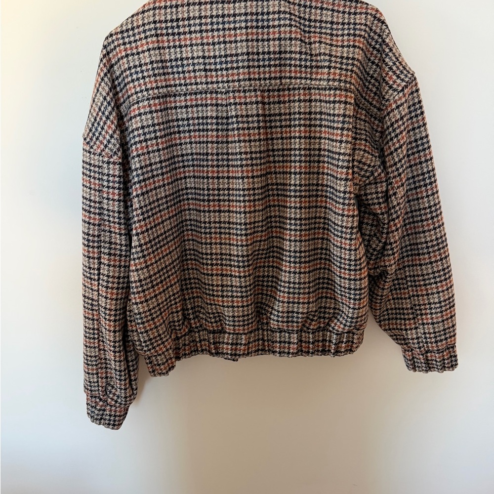 Old Navy Women's Houndstooth Bomber Jacket - Black and Brown - Picture 2 of 3